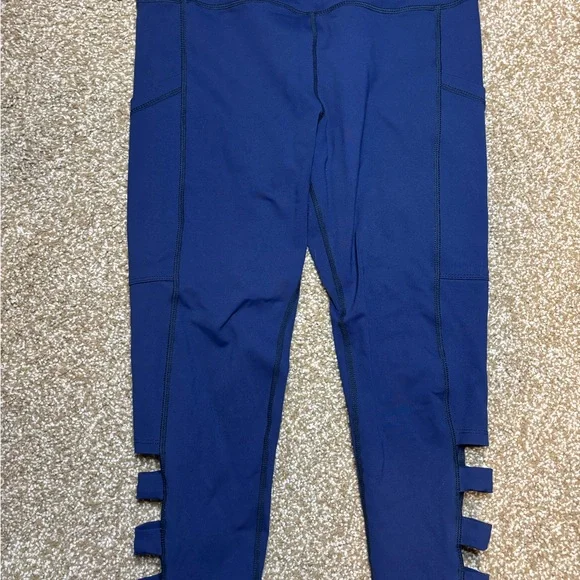 Blue Leggings with Pockets and Side Details - Picture 1 of 5